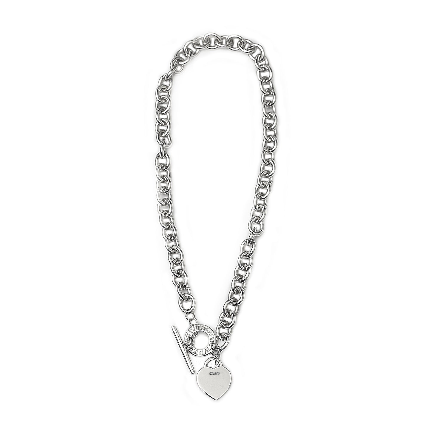 Amore Necklace in 925 Sterling Silver, classic thick belcher style necklace with a traditional FOB clasp and heart charm. Worldwide shipping plus FREE shipping within Australia. Affordable luxury jewellery by Bellagio & Co.