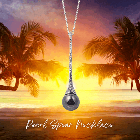 Black Pearl Spear Necklace in 925 sterling silver. Worldwide shipping.