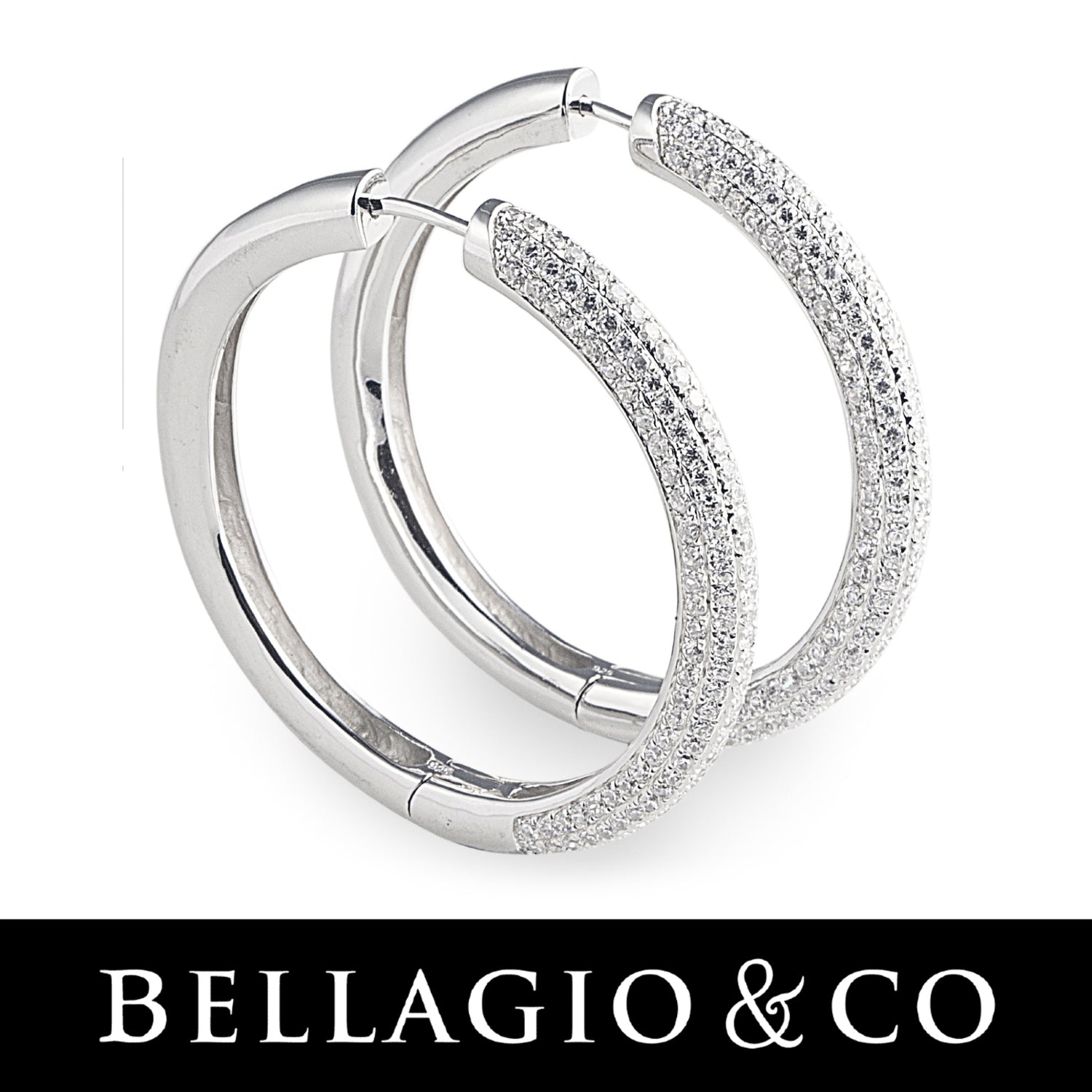 Shop J-Lo Hoop Earrings in 925 Sterling Silver with Sparkling Cubic Zirconia.  Worldwide shipping plus FREE shipping within Australia ($150+).