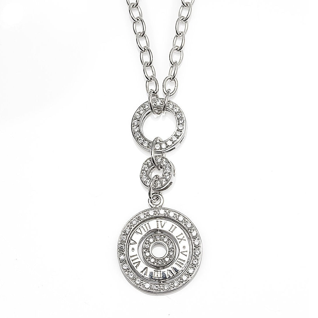 Amazing Short Juicy Necklace in 925 Sterling Silver with a Flip Pendant with Roman Numerals and cubic zirconia. Worldwide shipping from Australia. Affordable luxury jewellery by Bellagio & Co.