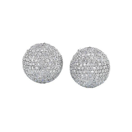 Extra large European 925 Sterling Silver Ball studs encrusted in Cubic Zirconia Stones. These are 12mm in diameter which is larger than the Dainty Bella Studs. Matches our Bella Ball Necklace
