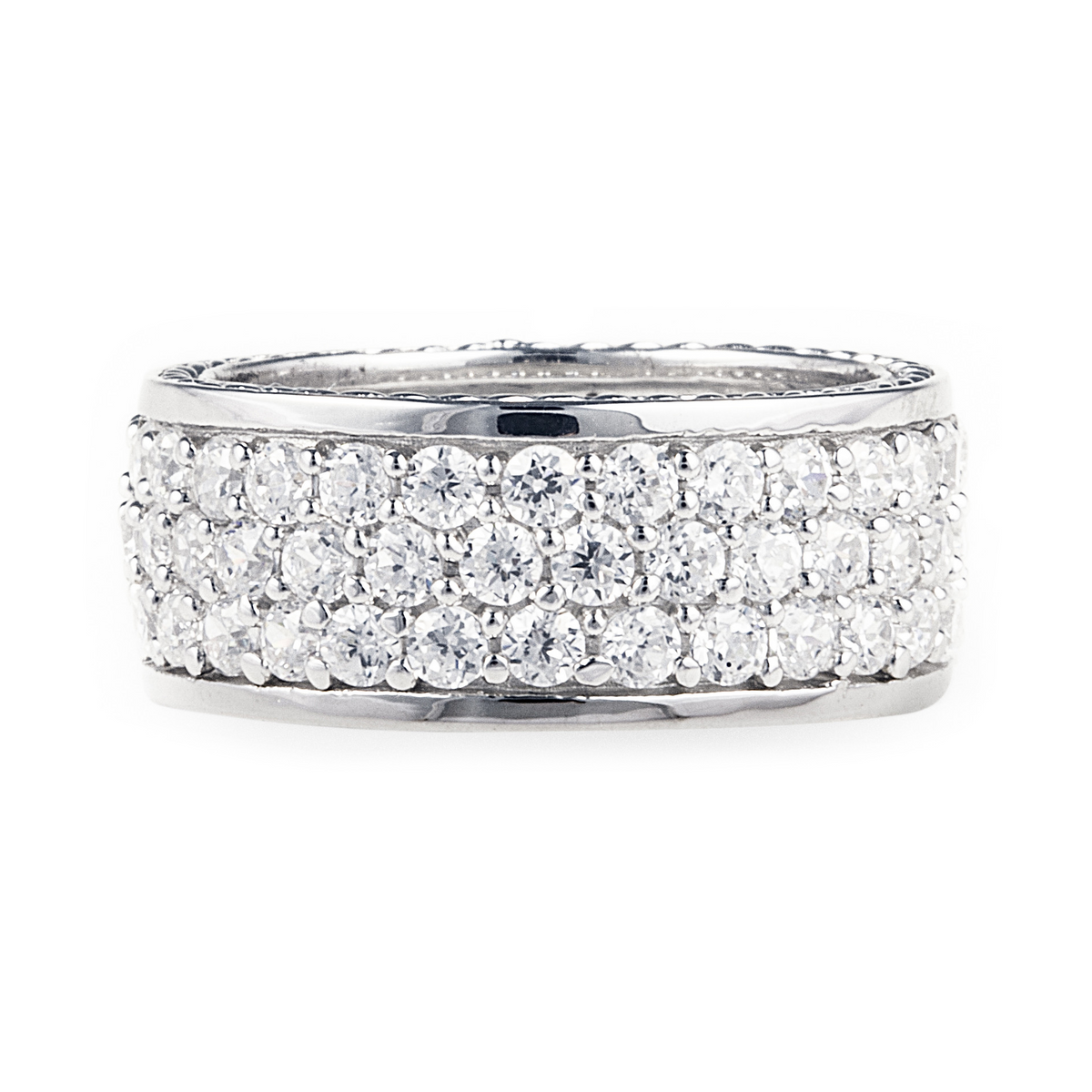 Blinglane Rings Duchess Bling Band Ring in 925 Sterling Silver & Cubic Zirconia Stones ...