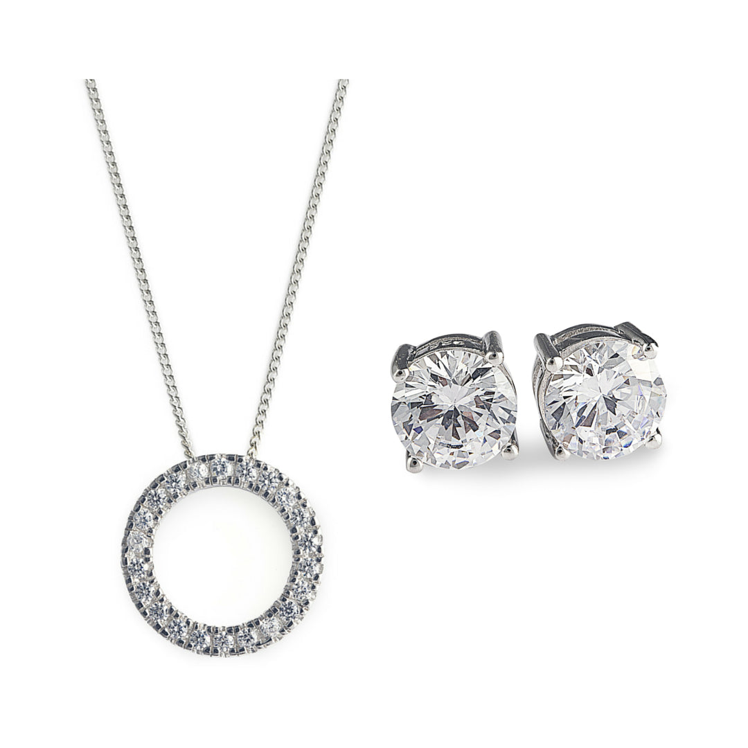  Forever Yours Necklace and Earring Set in 925 Sterling Silver & Cubic Zirconia. Worldwide Shipping from Australia. Affordable luxury jewellery by Bellagio & Co.