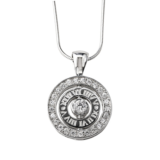  Juicy Lou Necklace features spinning parts that enable to you create several looks. The rings on the pendant contain cubic zirconia stones and our signature Roman numerals. Worldwide shipping. Affordable luxury jewellery by Bellagio & Co.