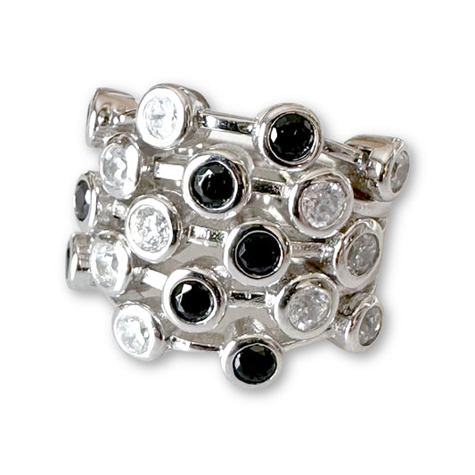 Midnight Mare Ring in 925 Sterling Silver with Black & Clear Stones. Unique design. Shop rings and luxury jewellery at affordable prices by Bellagio & Co. Designed in Australia. Worldwide Shipping.