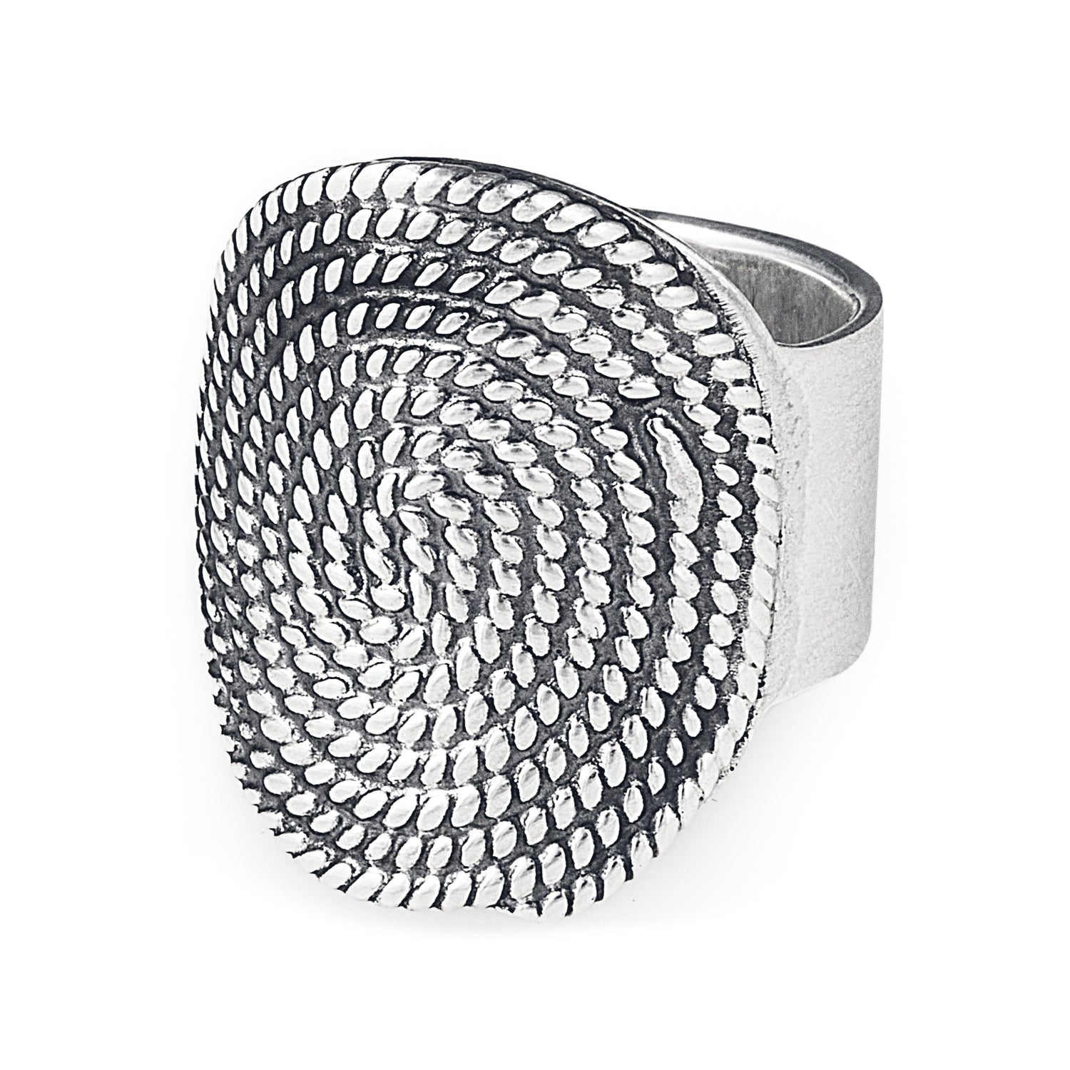 Tribal Mexican-inspired Mondo Swirl Ring in 925 Sterling Silver with Swirl Pattern Design. Worldwide Shipping.