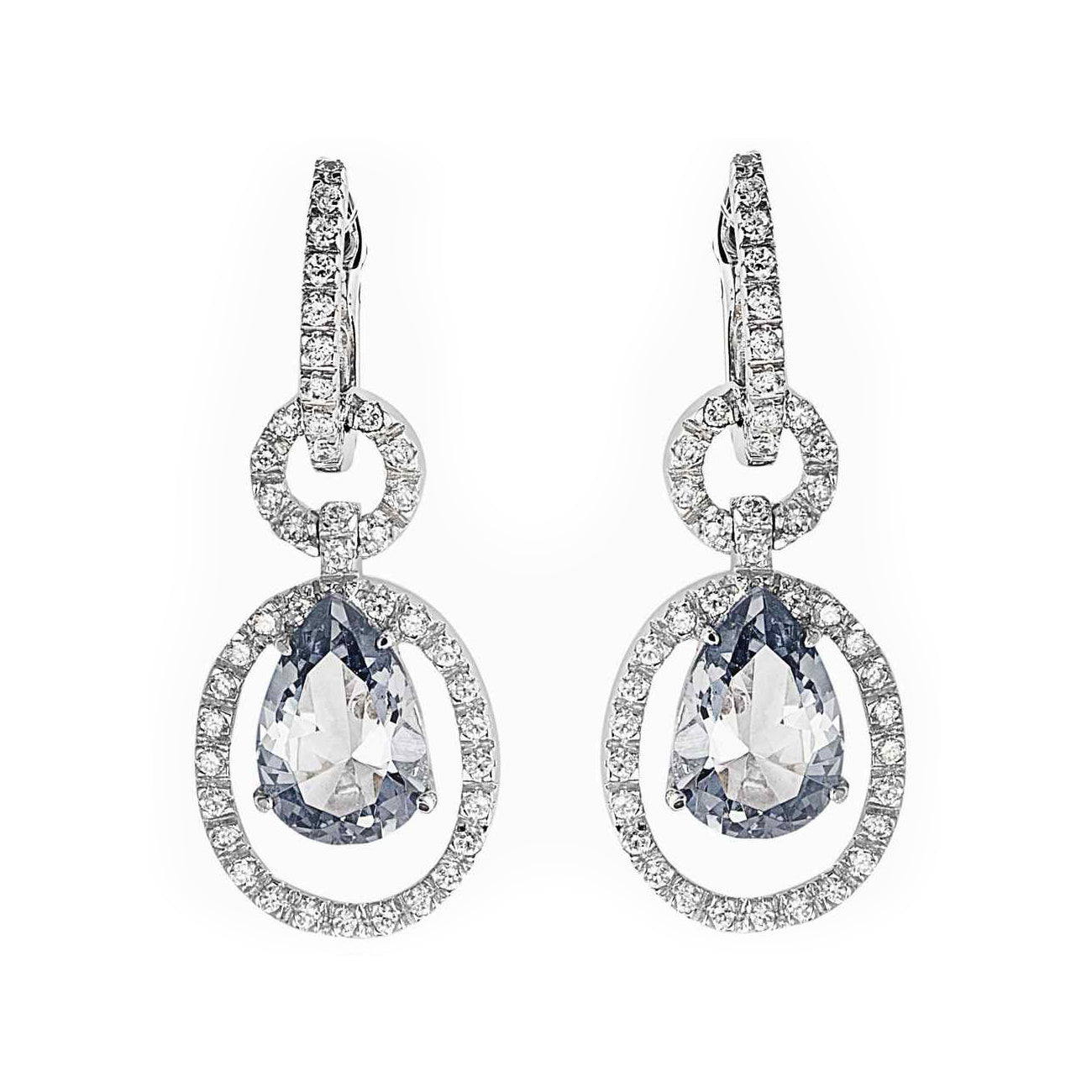 Princess Mary Earrings in 925 sterling silver with blue and clear cubic zirconia stones. Worldwide shipping. Affordable luxury jewellery by Bellagio & Co.