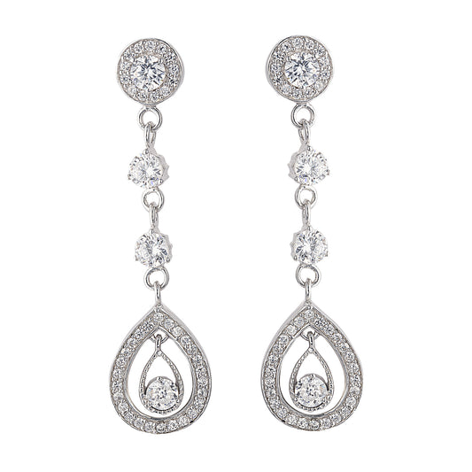  Regal Earrings Long Earrings in 925 Sterling Silver with Cubic Zirconia. Worldwide shipping. Affordable luxury jewellery by Bellagio & Co.