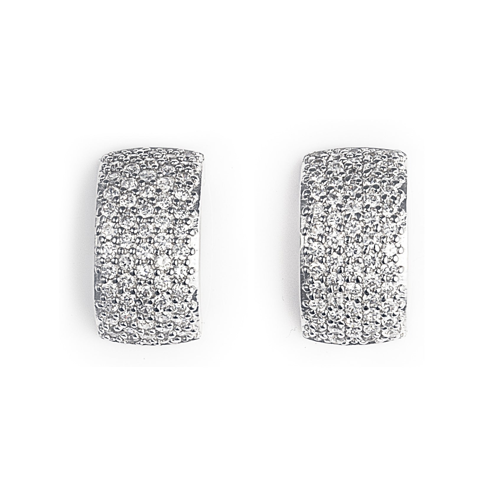 Ricca Donna Cuff earrings in 925 sterling silver encrusted with cubic zirconia stones. Worldwide shipping from Melbourne, Australia.