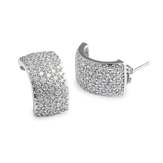 Ricca Donna Cuff earrings in 925 sterling silver encrusted with cubic zirconia stones. Worldwide shipping from Melbourne, Australia.
