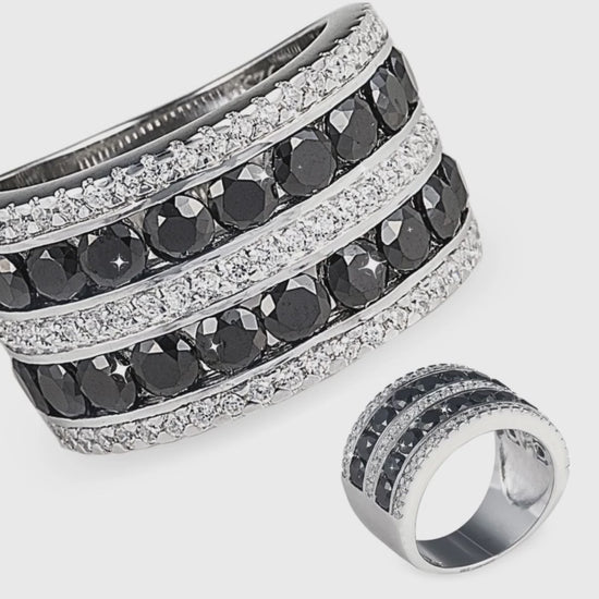 Gala Ring in 925 sterling silver with clear and black cubic zirconia stones. Worldwide shipping. Shop affordable luxury jewellery by Bellagio & Co.