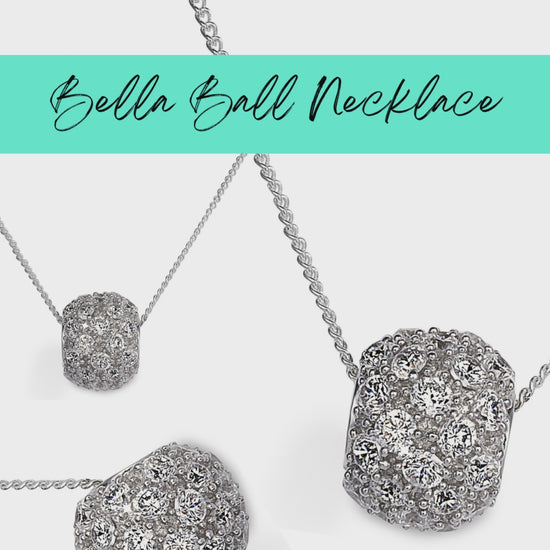 Bella Ball Necklace in 925 Sterling Silver with Cubic Zirconia Stones. Worldwide Shipping + Free Shipping Australia wide ($150+). Affordable luxury jewellery by Bellagio & Co.