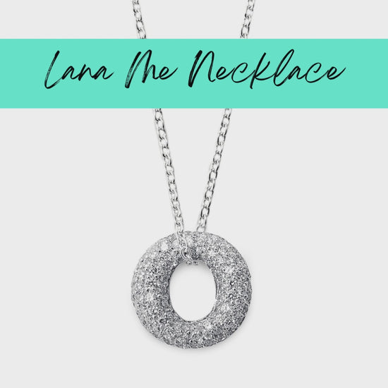 Lana Me Necklace, O Shape Pendant, in 925 Sterling Silver with Cubic Zirconia Stones on one side and plain silver on the other for different looks. Worldwide shipping. Affordable luxury jewellery by Bellagio & Co.