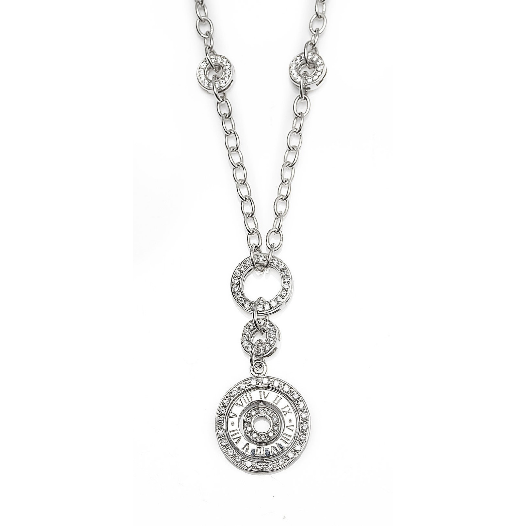 Amazing Long Juicy Drop Necklace in Sterling Silver & Cubic Zirconia Stones. Worldwide shipping. Jewellery by Bellagio & Co.