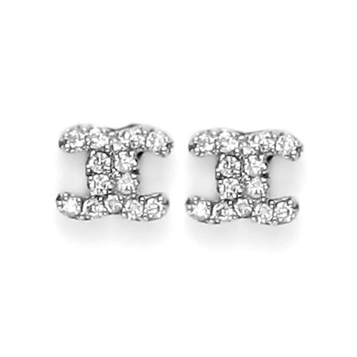 The dainty Baby Chanti Stud Earrings are made of 925 sterling silver and feature a semi-closed "O" encrusted with cubic zirconia stone. Approx. 6mm high and 7mm wide. A beautiful gift for any age and style.