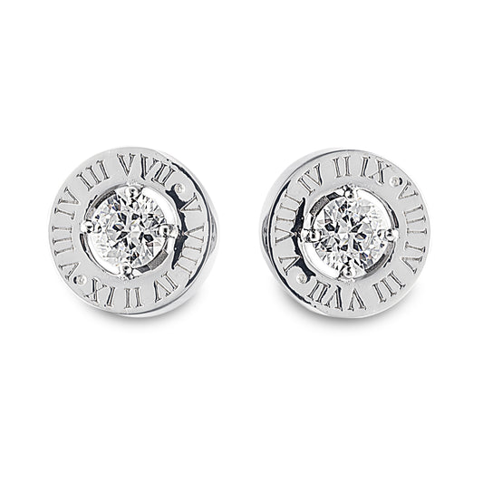 Eden Stone Stud Earrings are made of 925 sterling silver and feature a stunning 2-carat cubic zirconia stone surrounded by our signature Roman Numerals. Matching rings and necklaces are available. Affordable luxury jewellery by Bellagio & Co. Worldwide shipping plus FREE shipping for orders over $150 in Australia. 