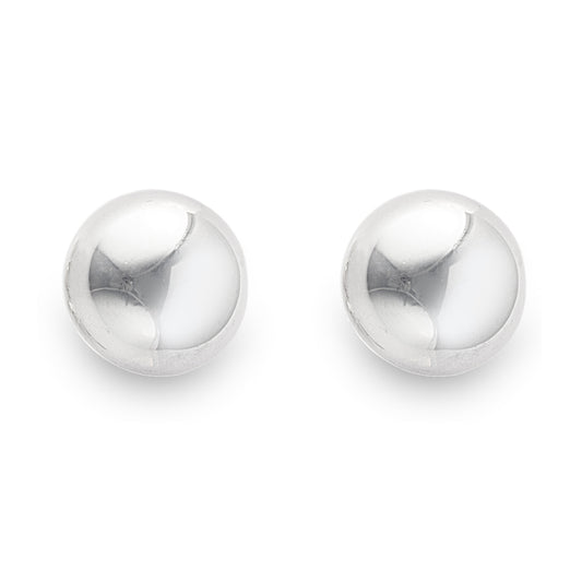 The Grand Villa Ball Stud Earrings feature extra large balls in 925 sterling silver. Approx. 10mm ball diameter. Worldwide shipping. Jewellery by Bellagio & Co.