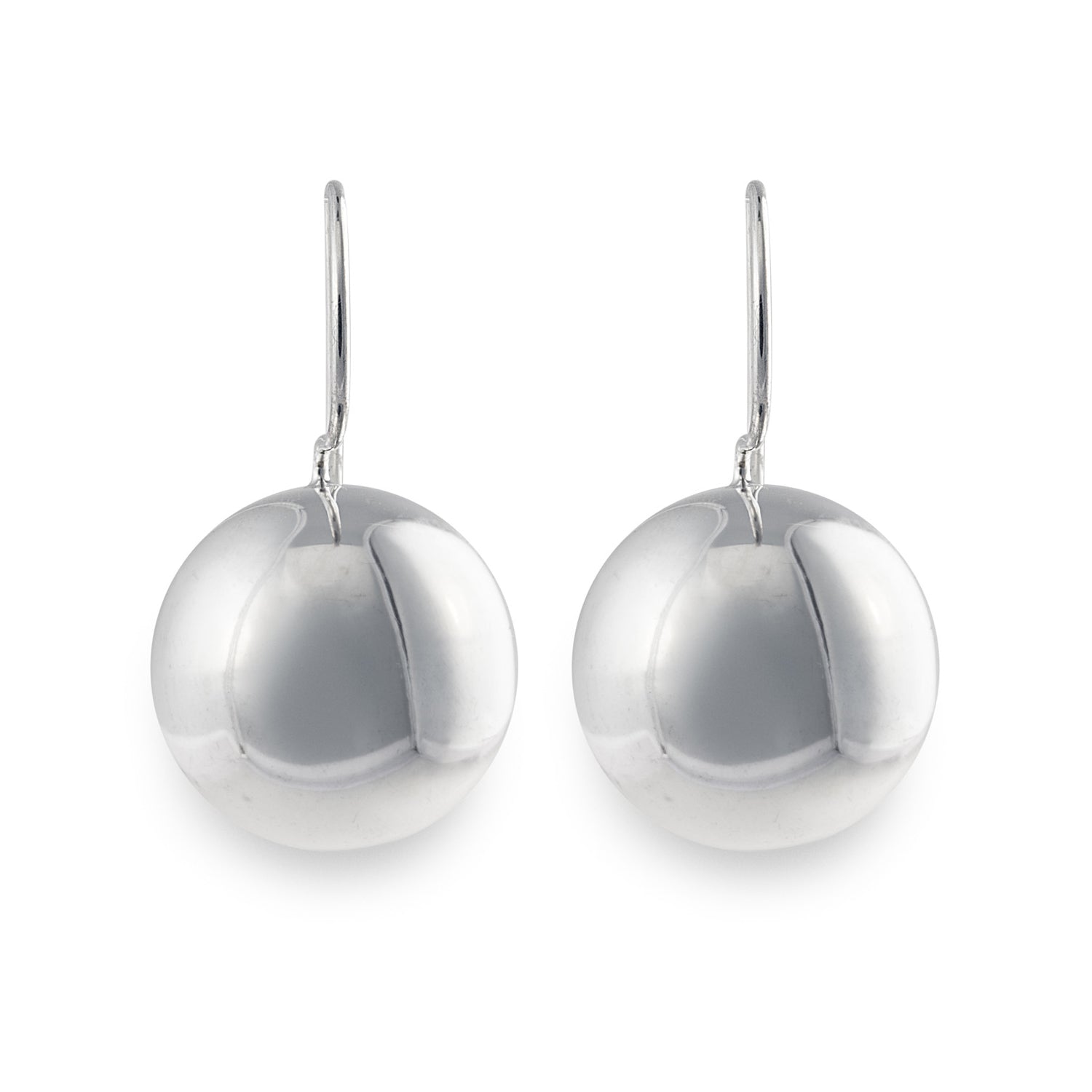 The Large Villa Drop Earrings feature extra large balls in 925 sterling silver. Size:  14mm ball diameter. Worldwide Shipping. Jewellery by Bellagio & Co.