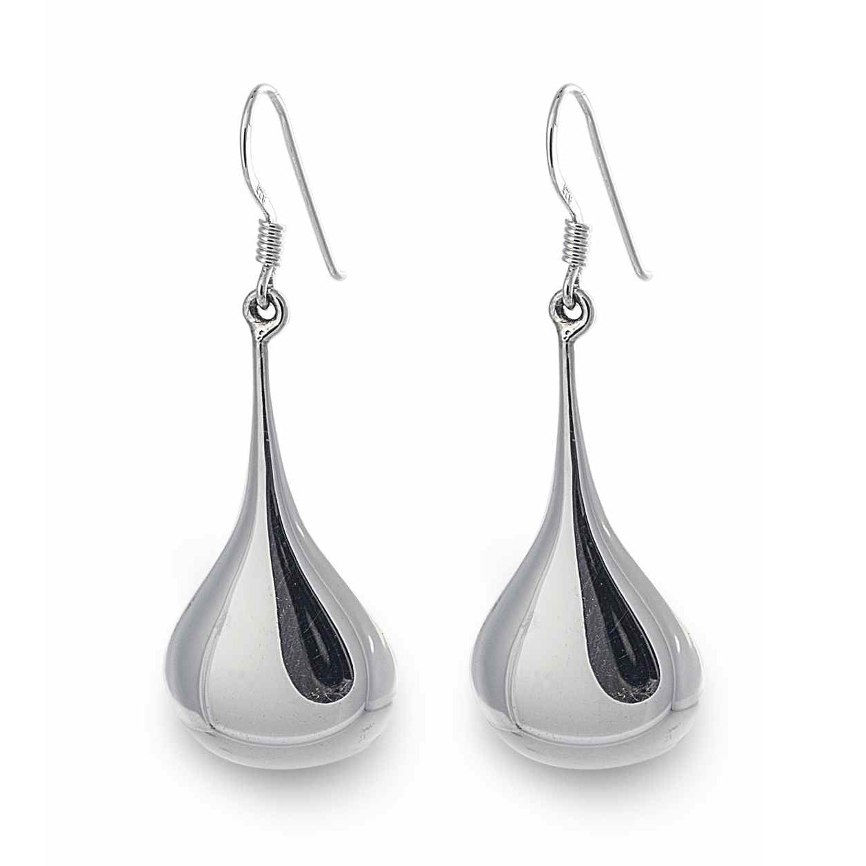 The Dainty Jeannie Earrings are modern French style earrings in 925 sterling silver with a small tear-shaped drop on an ear wire. Jewellery by Bellagio & Co. Worldwide shipping.