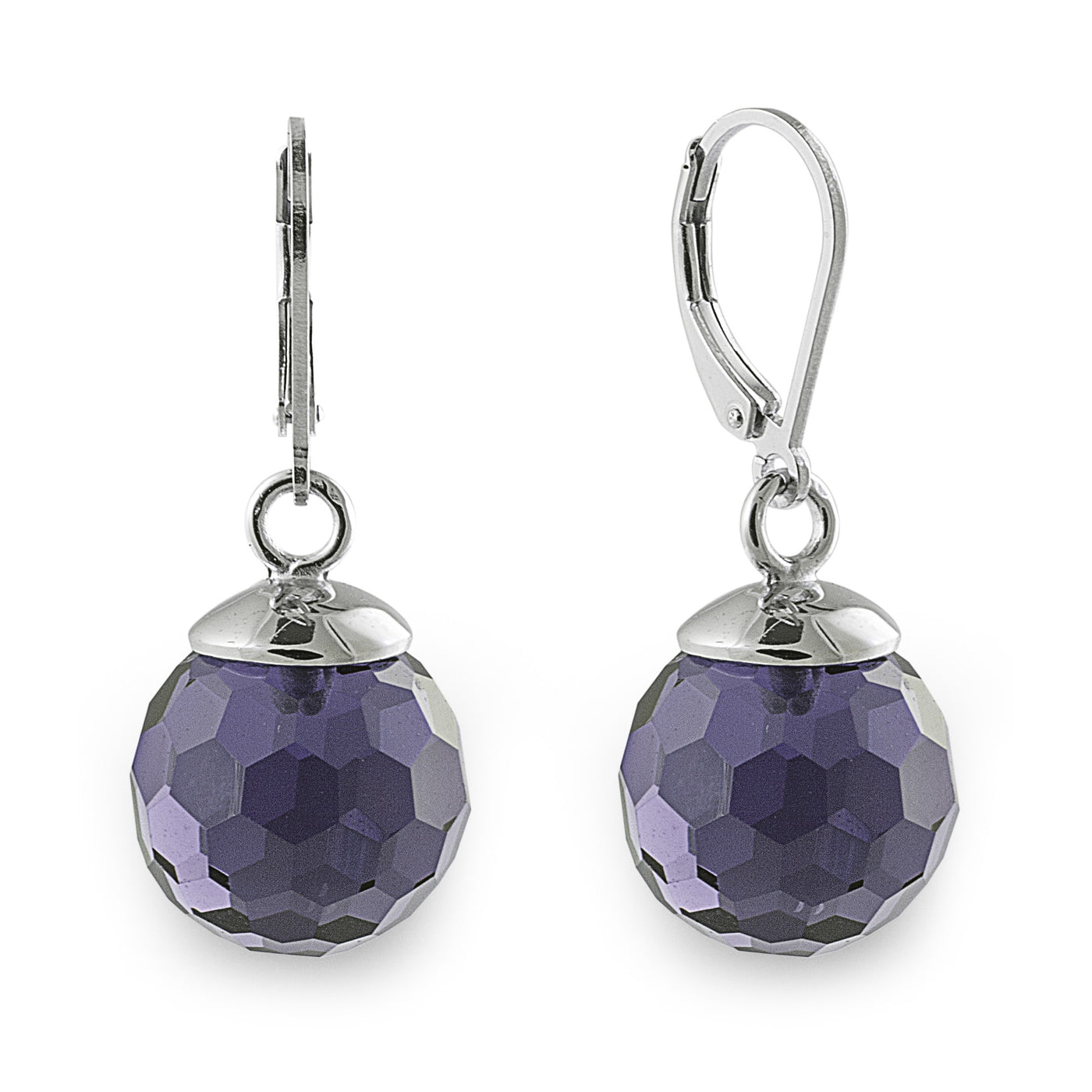 The Lavender Lopez Drop Earrings are made of 925 sterling silver and feature facet-cut purple obsidian with European ear hooks. Simple elegance suitable for everyday wear. More colours and matching rings are available. Jewellery by Bellagio & Co. Worldwide Shipping. Free shipping for orders over $150.00 in Australia.