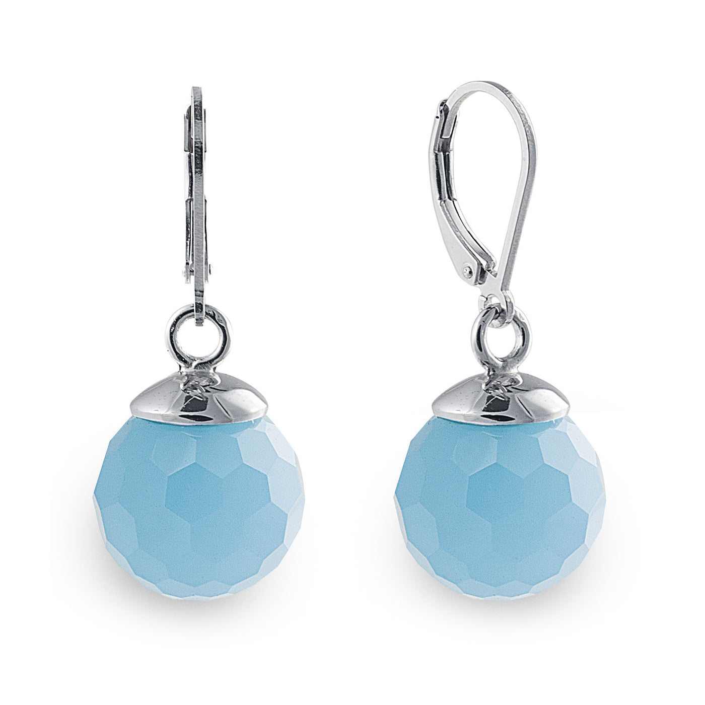 The Sky Blue Lopez Drop Earrings are made of 925 sterling silver and feature facet-cut blue obsidian with European ear hooks. Simple elegance suitable for everyday wear. More colours and matching rings are available. Jewellery by Bellagio & Co. Worldwide Shipping. Free shipping for orders over $150.00 within Australia.