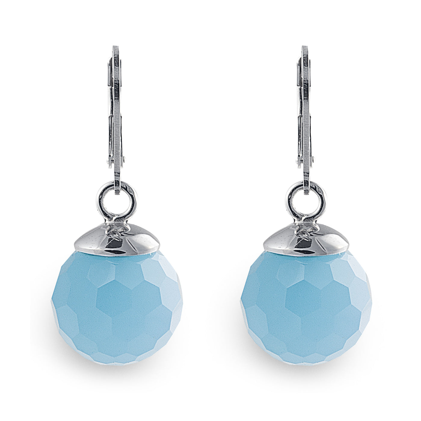 The Sky Blue Lopez Drop Earrings are made of 925 sterling silver and feature facet-cut blue obsidian with European ear hooks. Simple elegance suitable for everyday wear. More colours and matching rings are available. Jewellery by Bellagio & Co. Worldwide Shipping. Free shipping for orders over $150.00 within Australia.