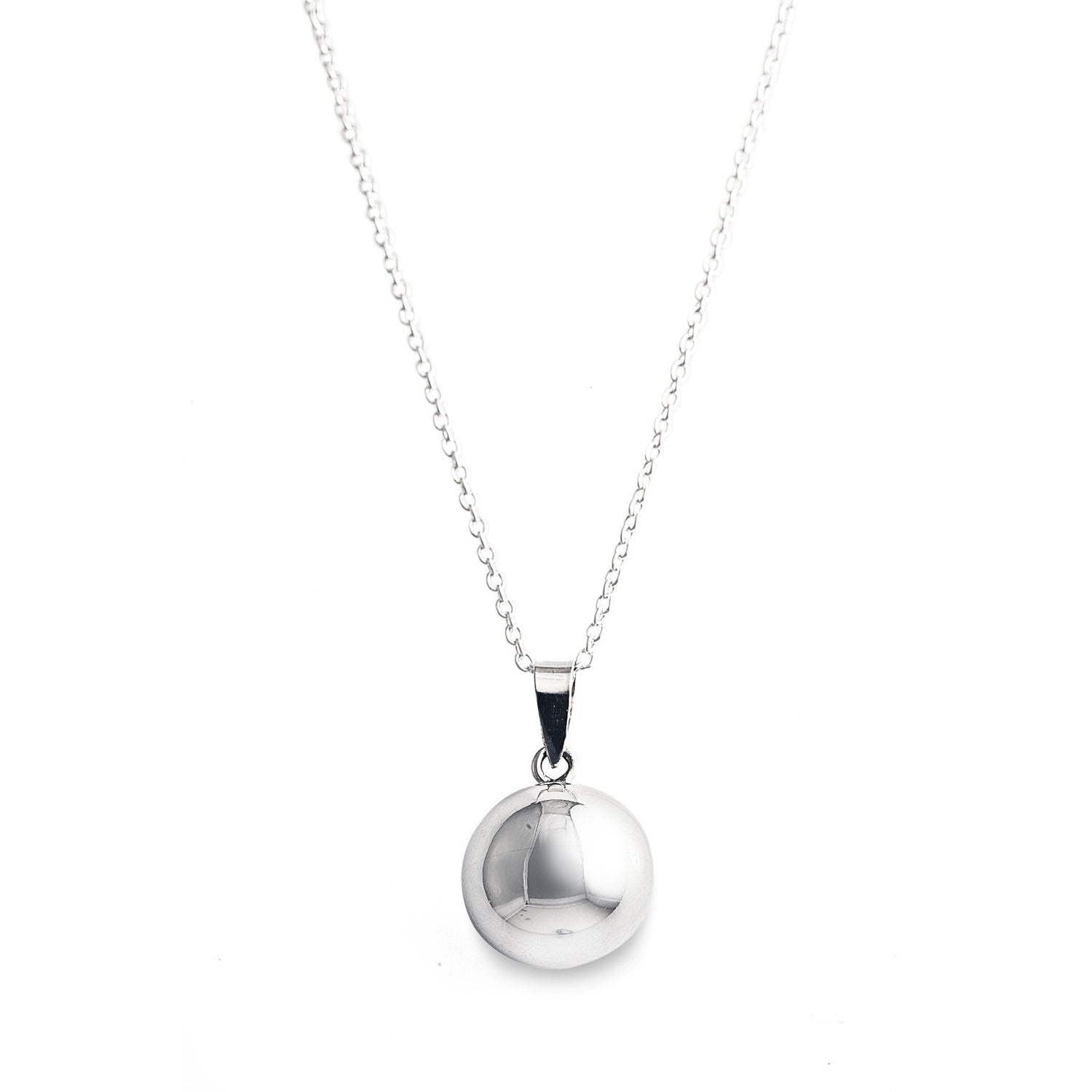 Small Villa Necklace Ball Pendant in 925 sterling silver with a fine silver chain. Worldwide shipping. Jewellery by Bellagio & Co.