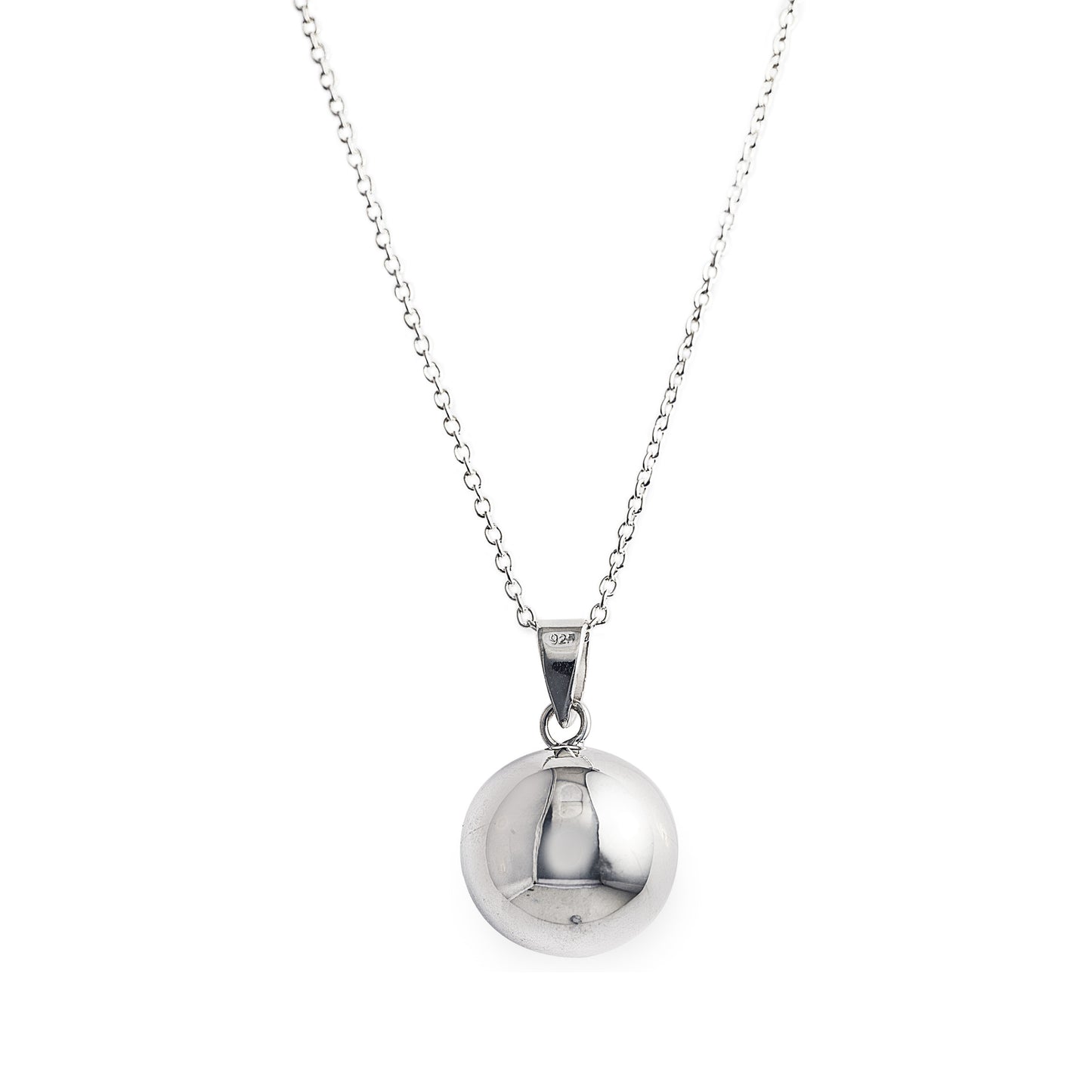 Large Villa Necklace Ball Pendant in 925 sterling silver with a fine silver chain. Worldwide shipping. Jewellery by Bellagio & Co.