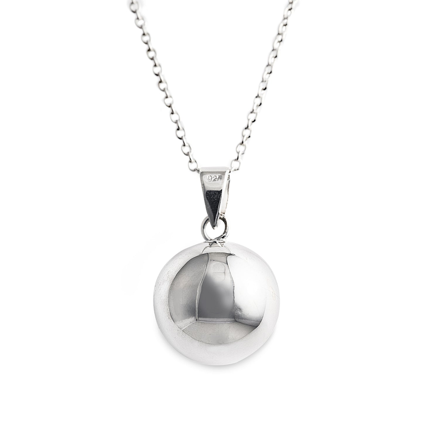 Large Villa Necklace Ball Pendant in 925 sterling silver with a fine silver chain. Worldwide shipping. Jewellery by Bellagio & Co.