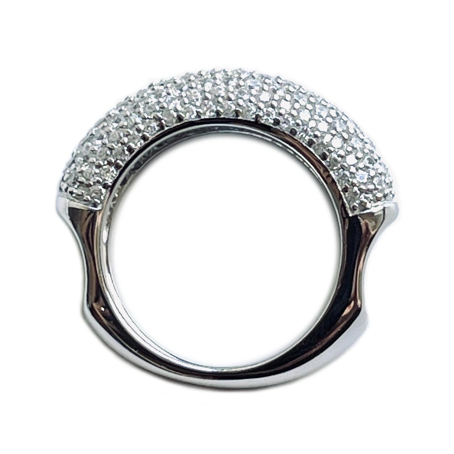 Glamorous Divine Palmi Ring made of 925 sterling silver with micro pavé setting of cubic zirconia stones. Extreme bling. Shop rings & affordable luxury jewellery by Bellagio & Co. Worldwide shipping