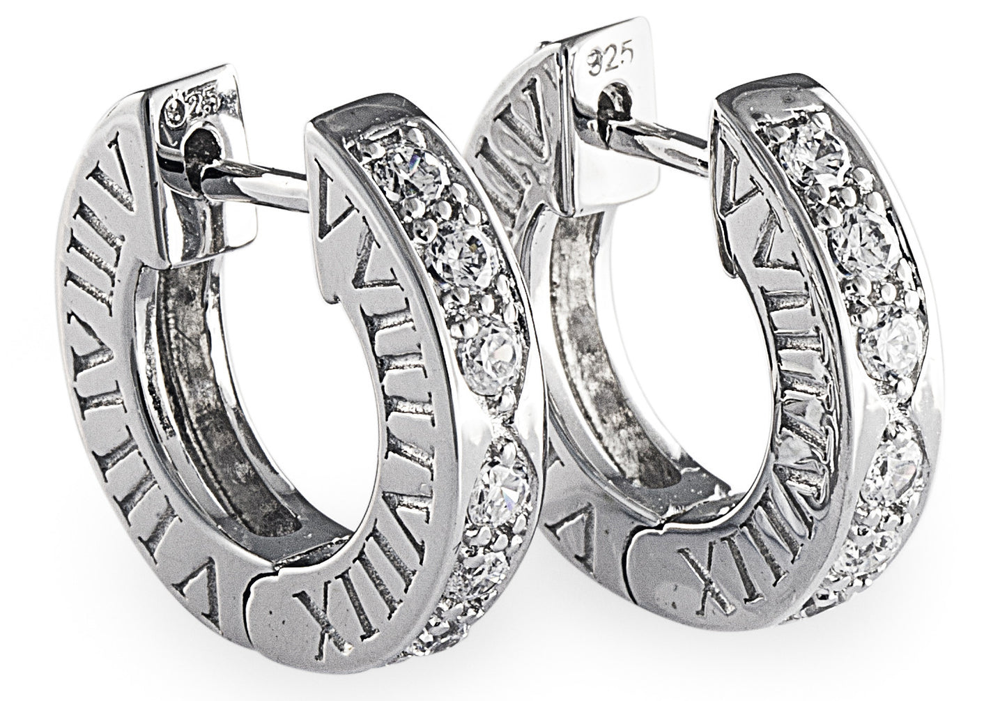 Zion Bling Cuff Earrings are solid 925 cuffs that feature cubic zirconia stones and our Signature Roman Numeral imprint on the sides to compliment our Signature Roman numeral range. Matches our Bzero Bling Pendant. Result: Takes you to Europe.