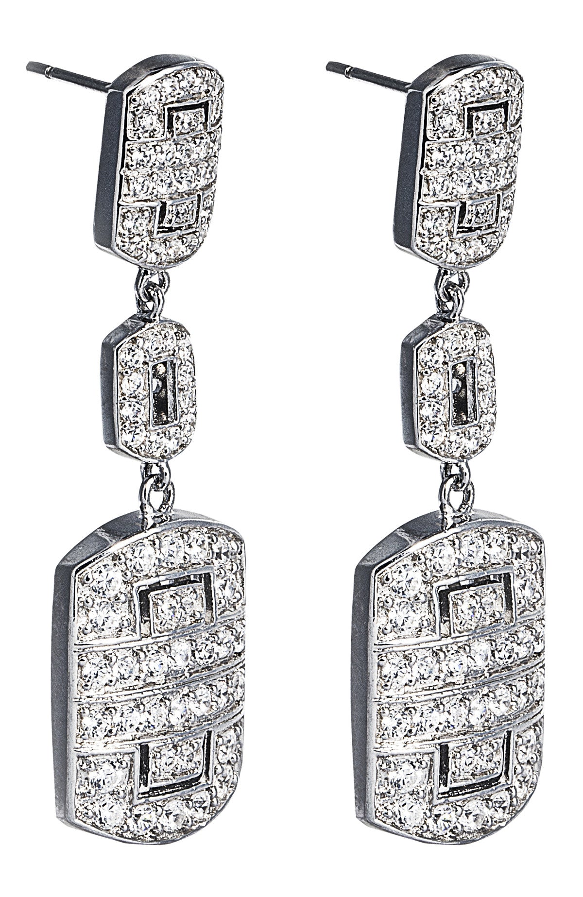 Great Gatsby Earrings in 925 Sterling Silver & Cubic Zirconia Stones. Worldwide shipping.