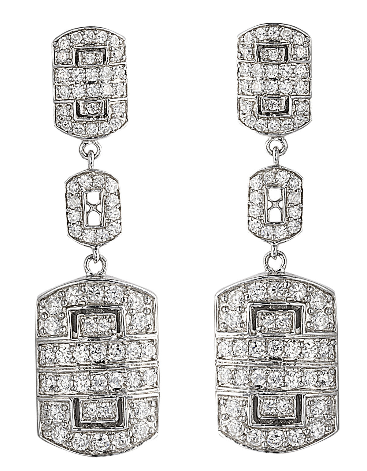 Great Gatsby Earrings in 925 Sterling Silver & Cubic Zirconia Stones. Worldwide shipping.