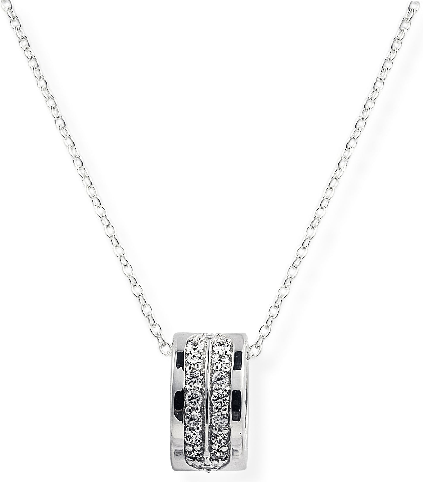 The Zion Bling Necklace is a solid 925 sterling silver necklace that features clear cubic zirconia stones and our signature Roman Numerals on the sides. Result: Takes you to Europe.  Make it yours with worldwide shipping.