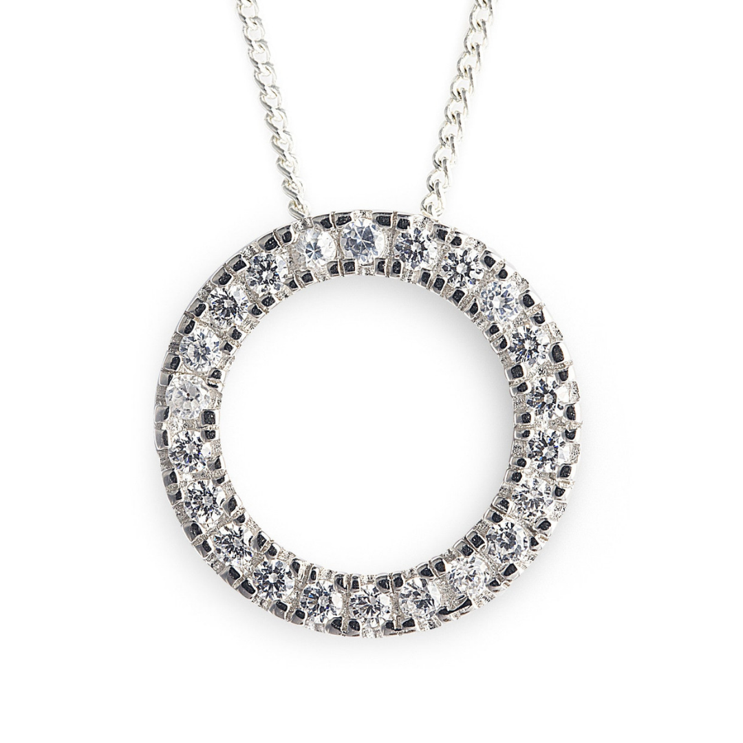 O Bliss Necklace in 925 Sterling Silver with Cubic Zirconia Stones. Worldwide Shipping. Bellagio & Co Jewellery. 